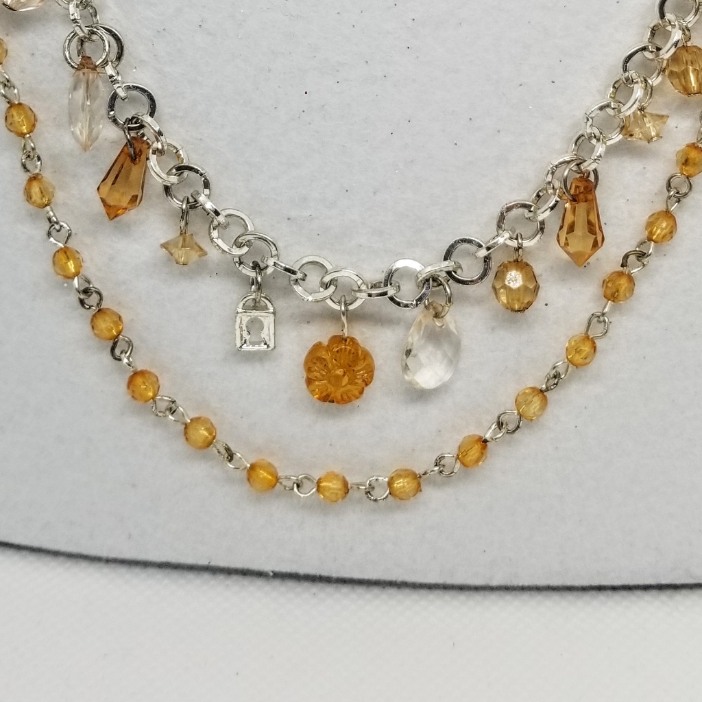 Necklace Multi Chain WCrystals 10$
